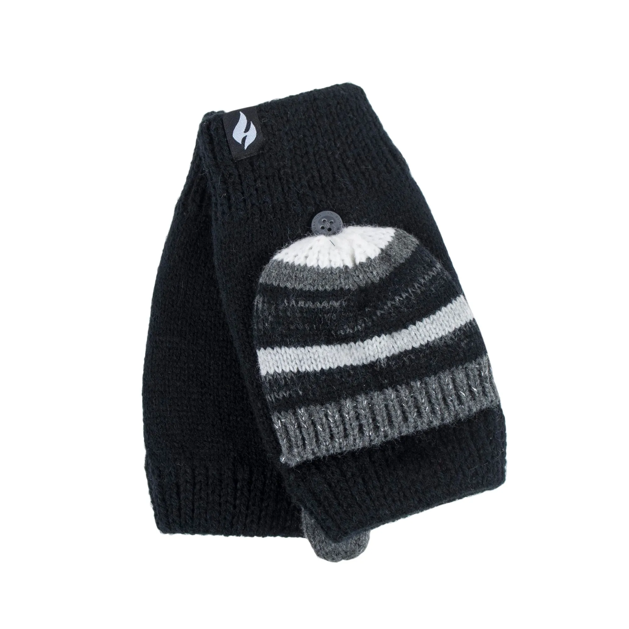 Ladies Bronte Converter Mittens - Black & Grey