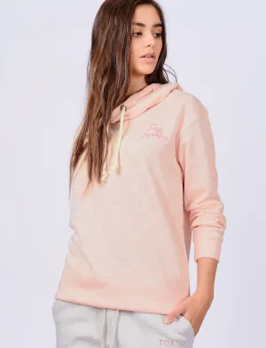 Lani Wide Funnel Neck Sweatshirt in Pink / White Slub - Tokyo Laundry