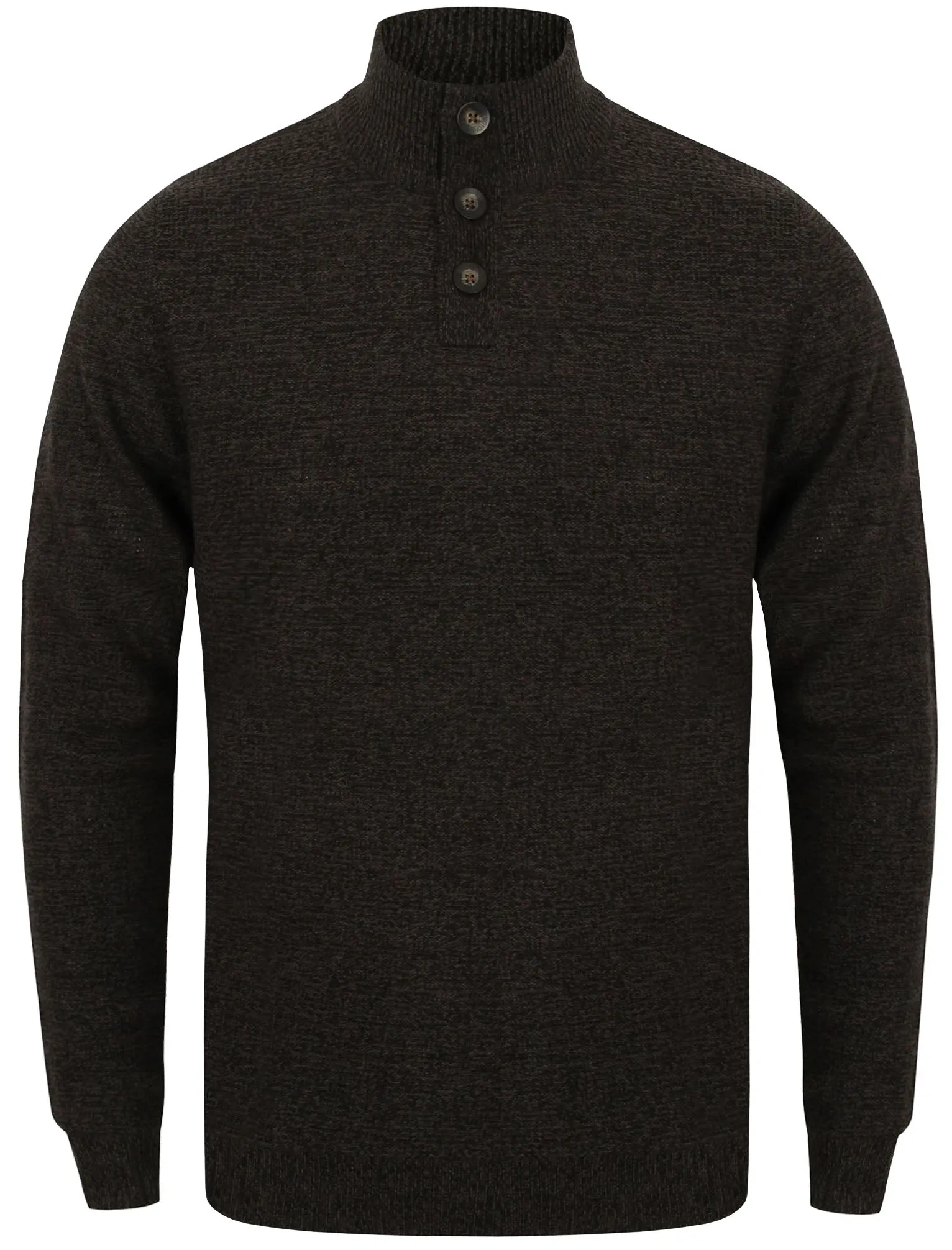 Lekman Funnel Neck Knit Jumper in Black / Charcoal Pre Twist - Kensington Eastside