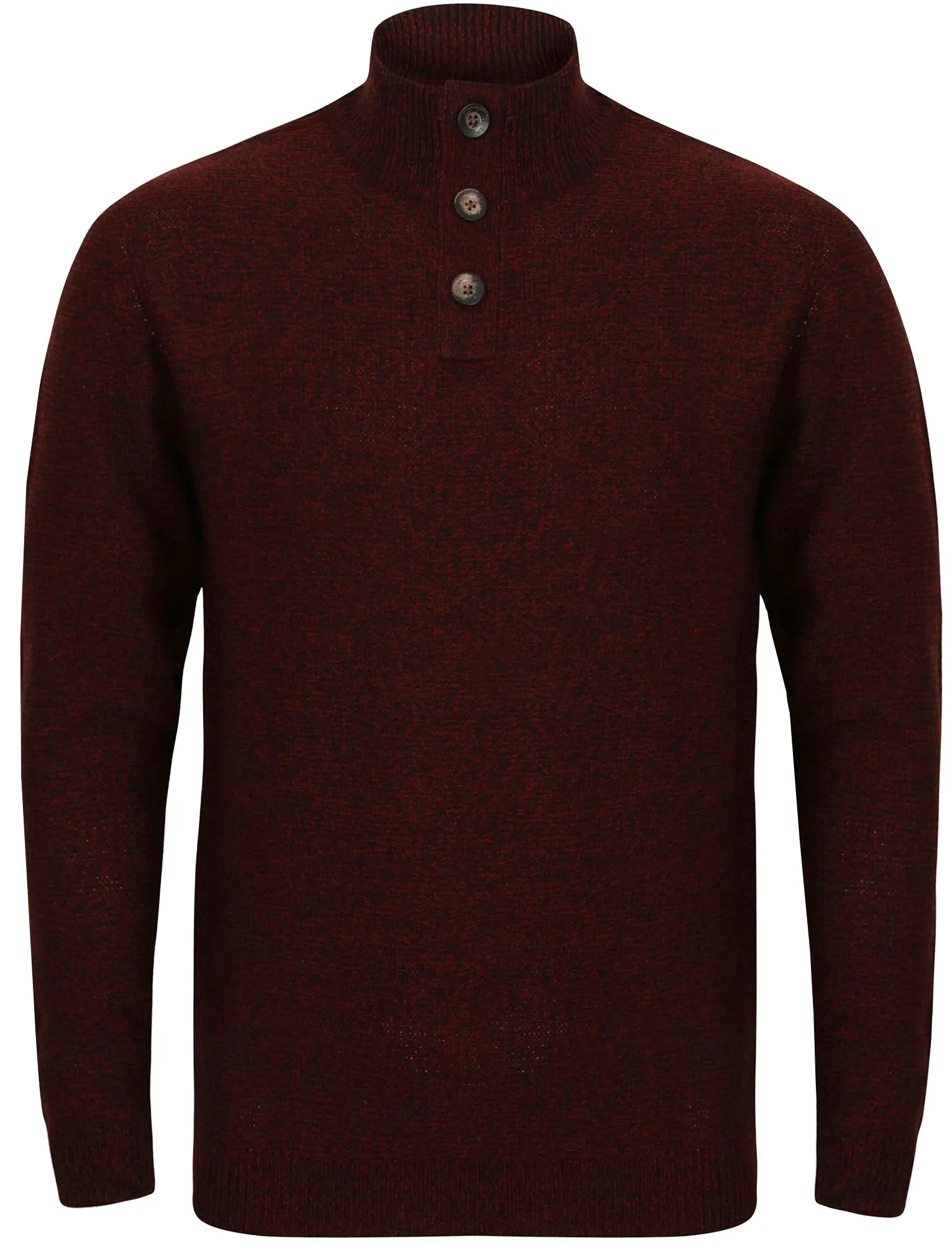 Lekman Funnel Neck Knit Jumper in Black / Oxblood Pre Twist - Kensington Eastside