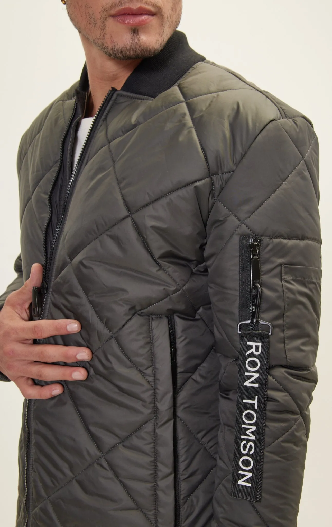 Light Padded Long Coat Jacket - Anthracite