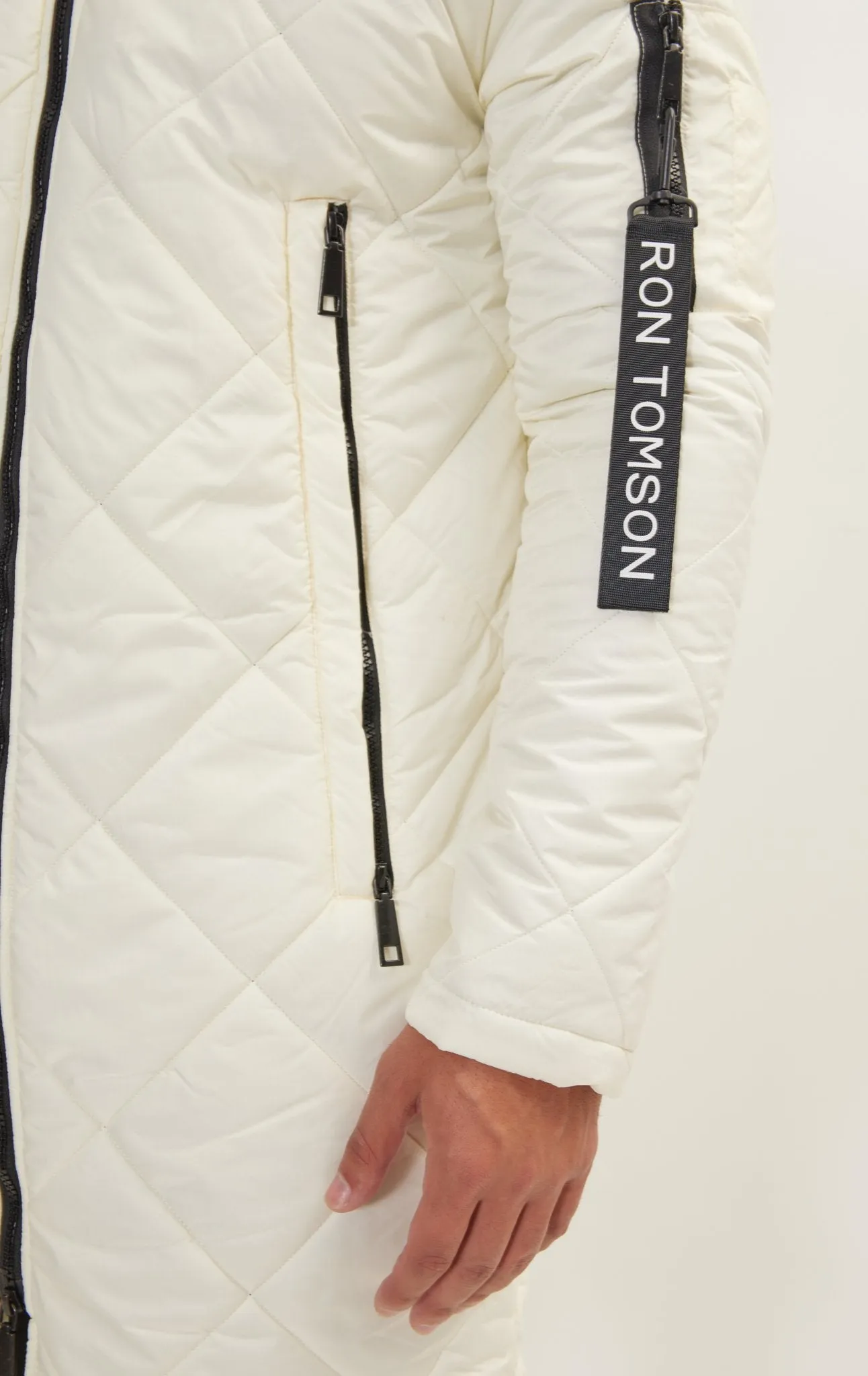 Light Padded Long Coat Jacket - Off White