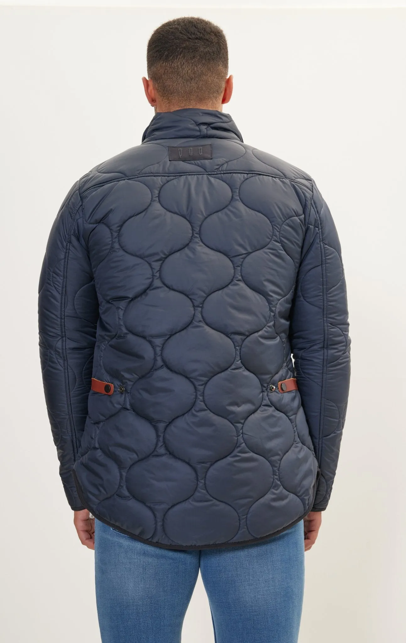 Light Padded Zipper-Up Coat - Navy