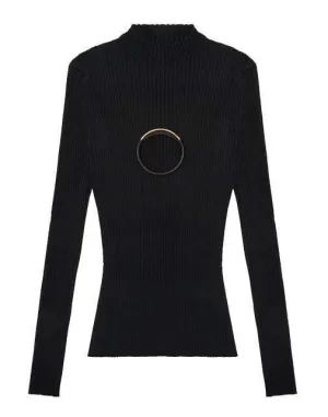 Long Sleeve Mock Neck Knit Top