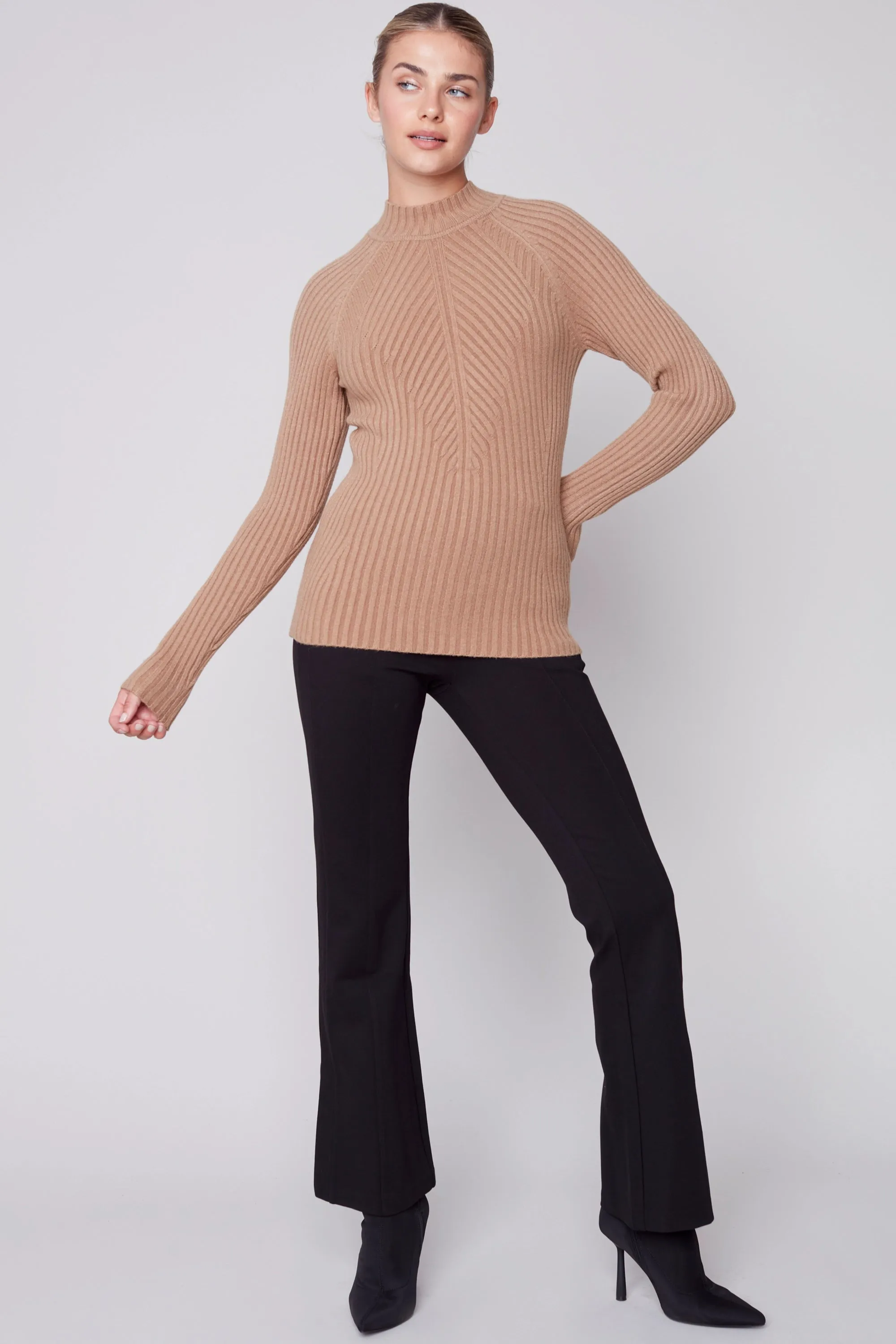 LS RIB MOCK NECK TOP