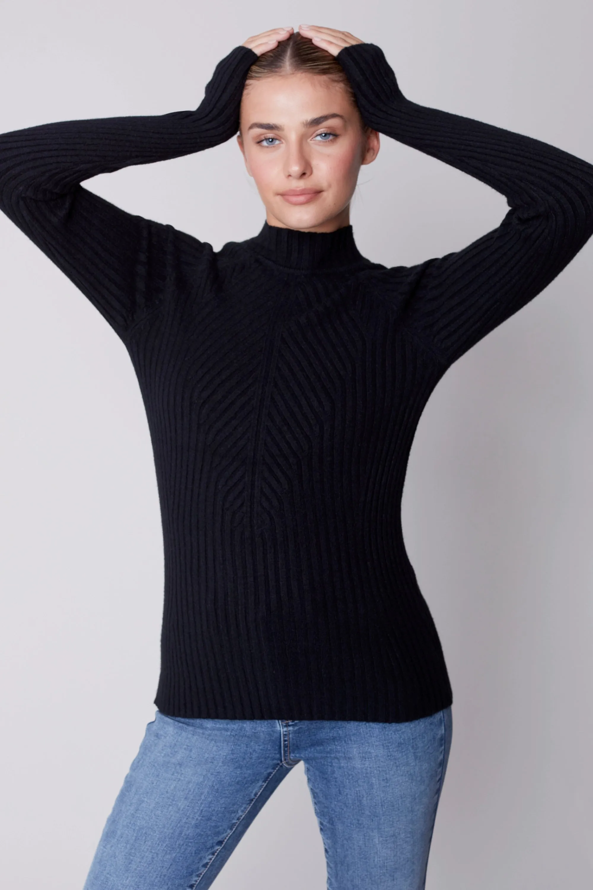 LS RIB MOCK NECK TOP