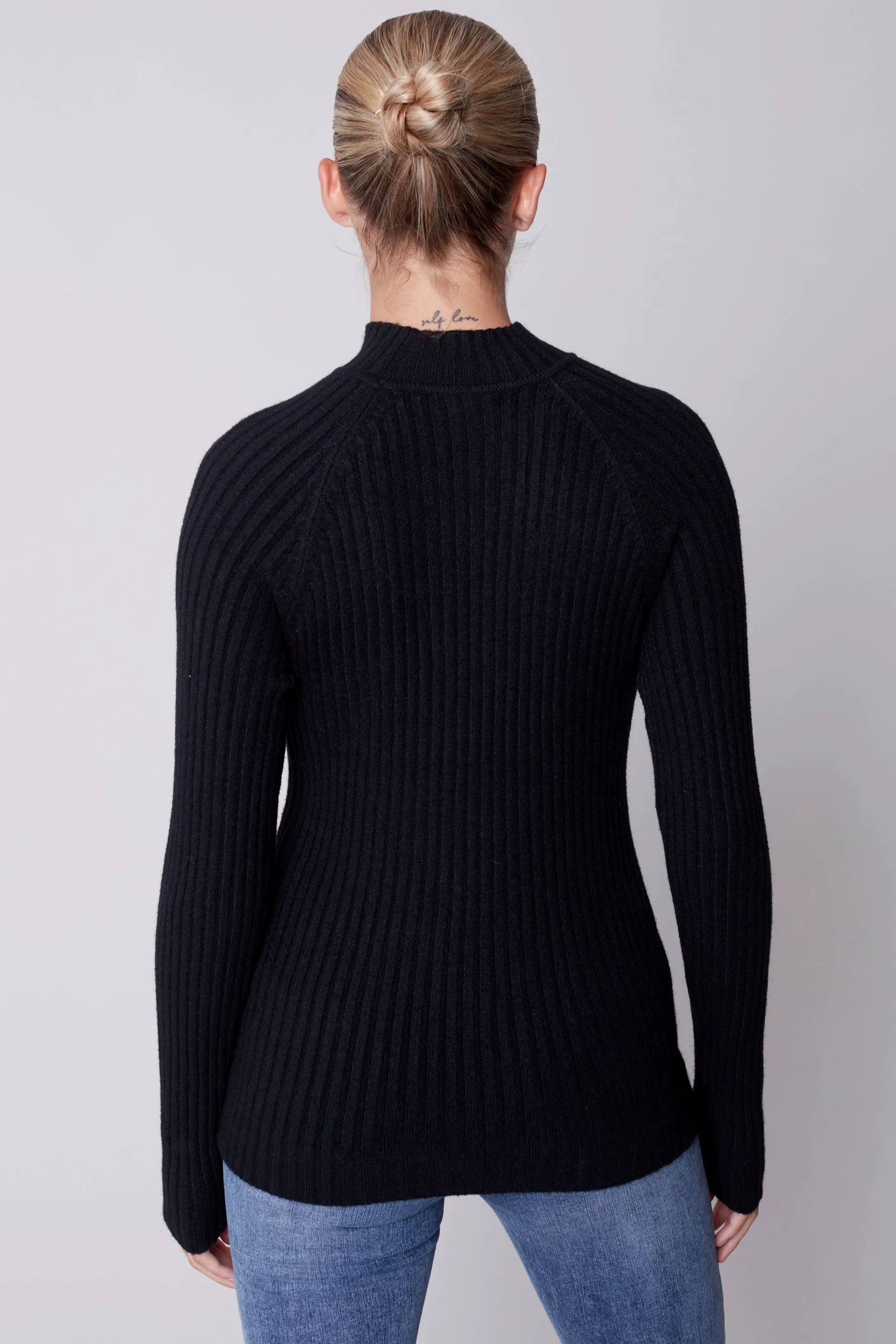 LS RIB MOCK NECK TOP