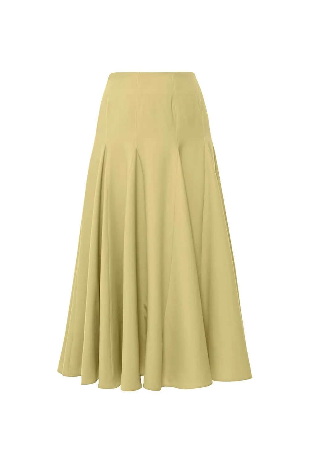 Lux Flared Box Pleated Wool Cotton Midi Skirt