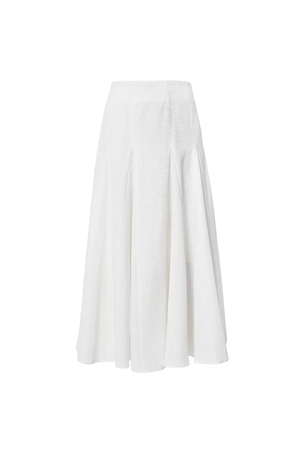 Lux Flared Box Pleated Wool Cotton Midi Skirt