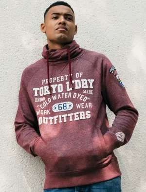 Maplewood Funnel Neck Pullover Hoodie in Oxblood / Egg Shell  - Tokyo Laundry