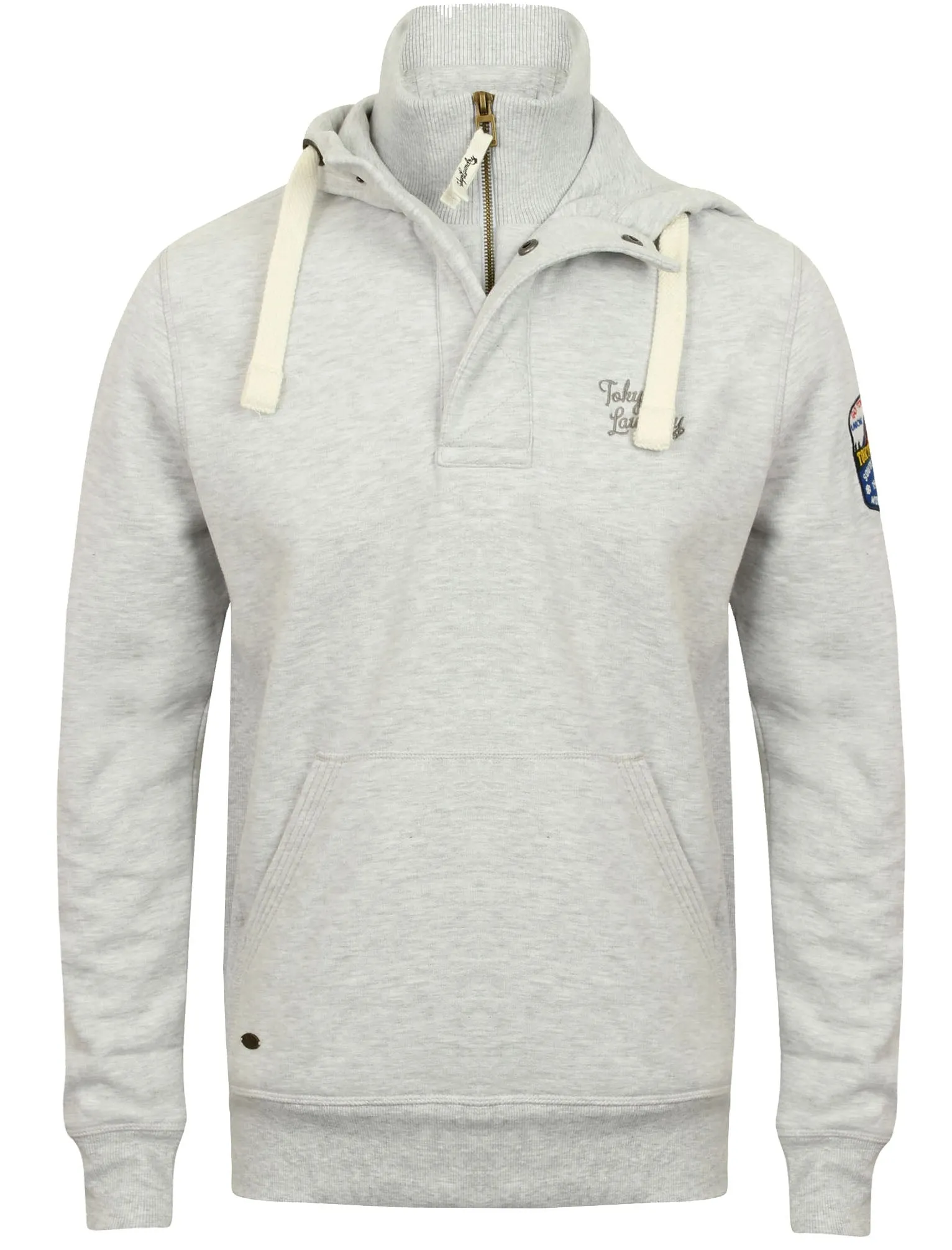 Mcclain Pullover Hoodie with Funnel Neck in Ice Grey Marl - Tokyo Laundry