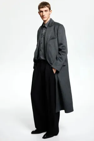 Men's Grey Tweed Trench Coat, Elegant Long Trench Coat