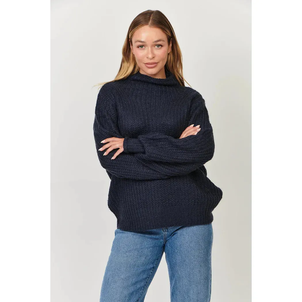 Namastai - Cotton Blend Funnel Neck Knit Ink