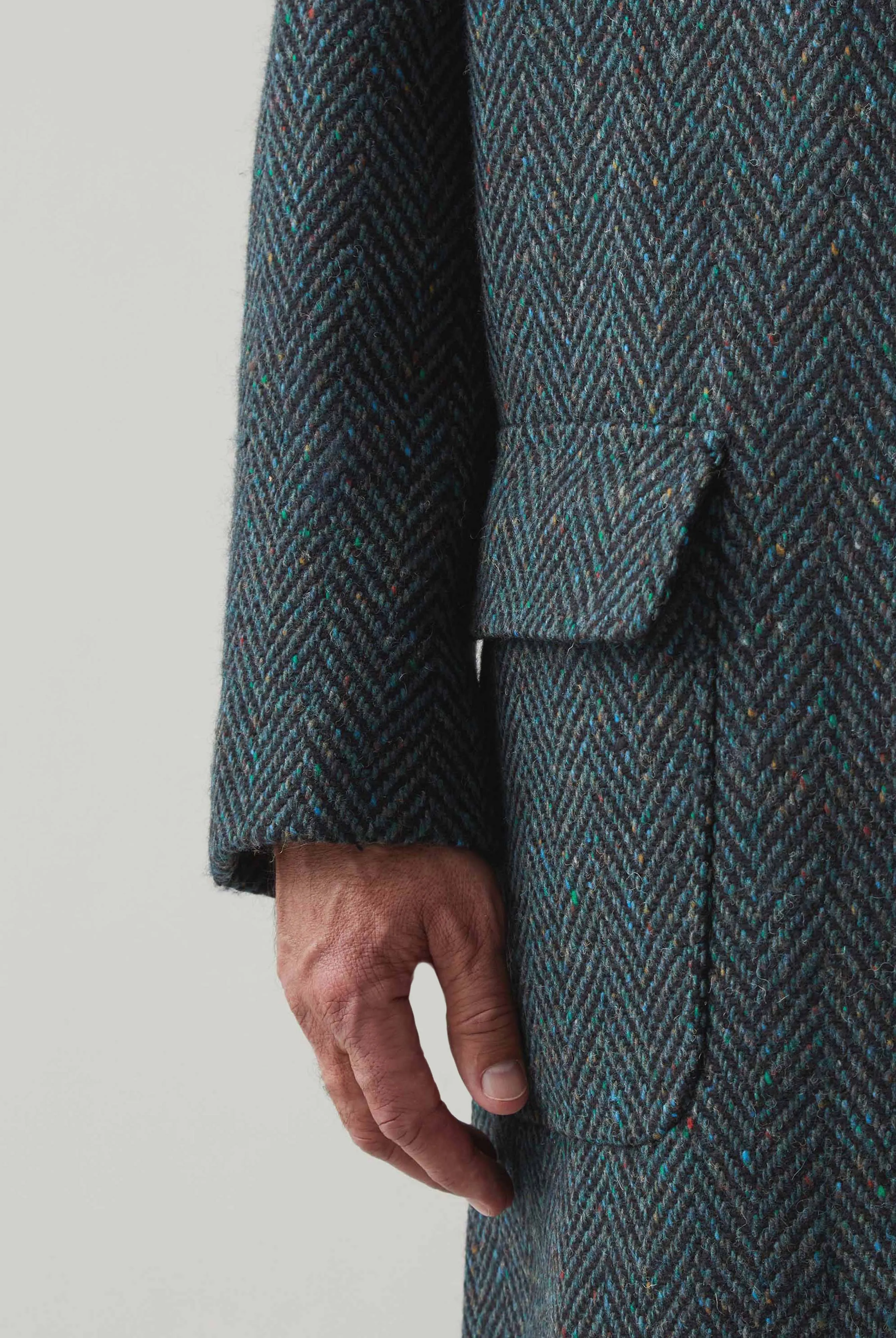 Nelson Tweed Raglan Coat - Blue