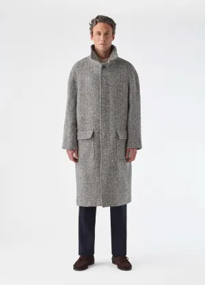 Nelson Tweed Raglan Coat - Charcoal/Cream