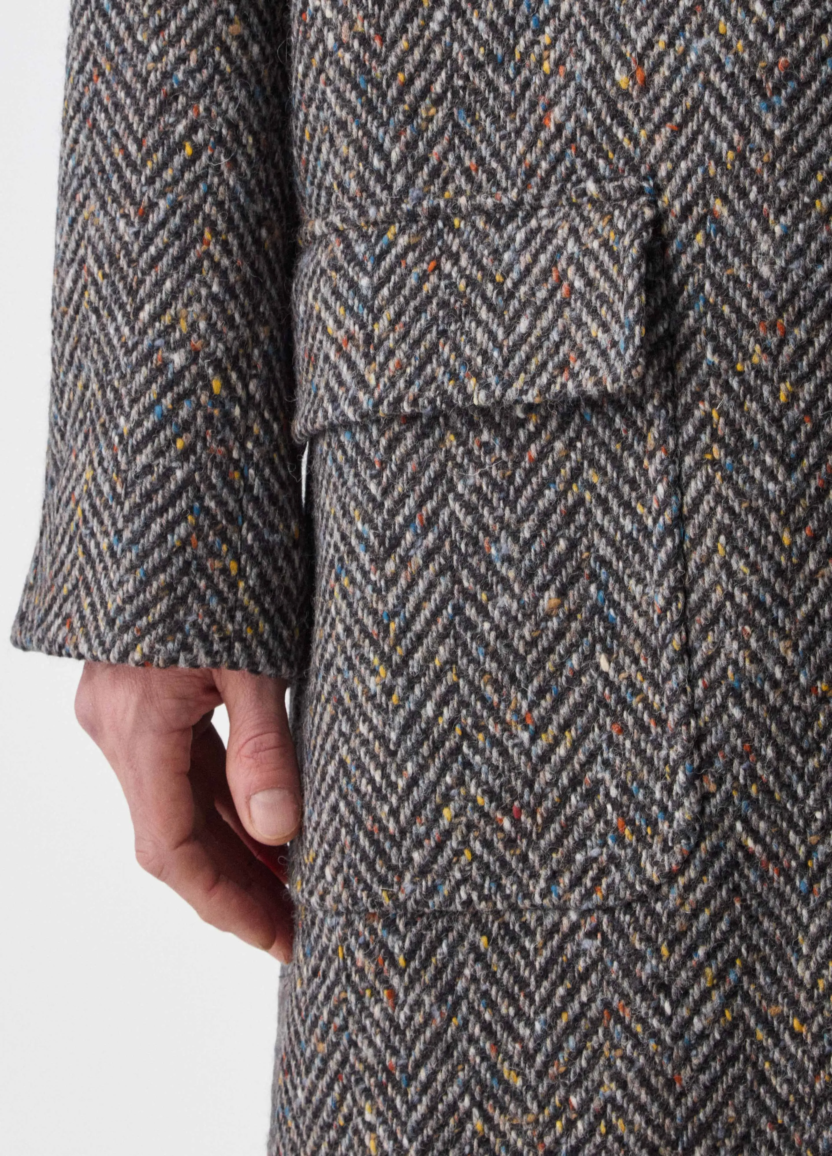 Nelson Tweed Raglan Coat - Dark Grey/Multicolour