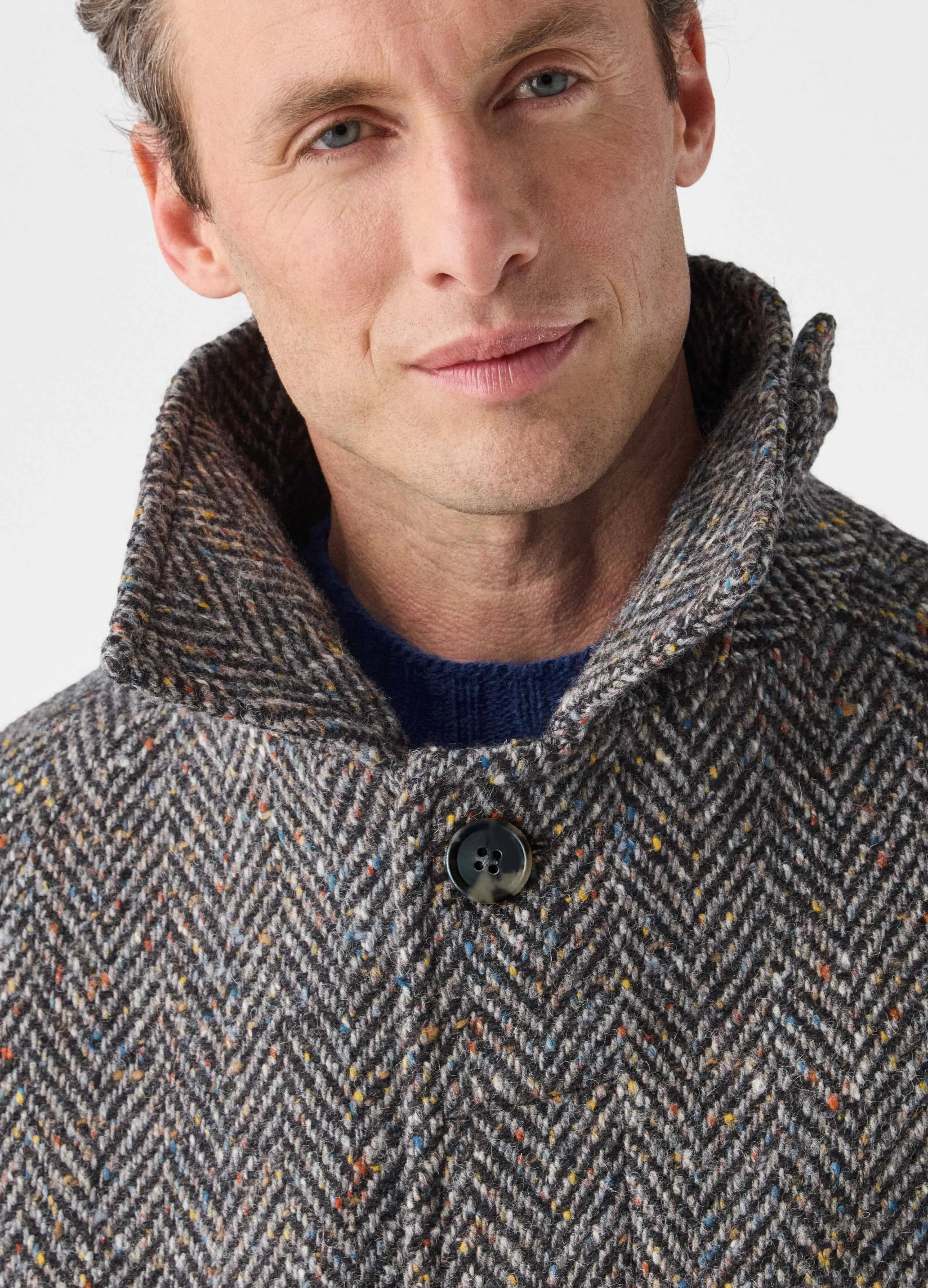 Nelson Tweed Raglan Coat - Dark Grey/Multicolour