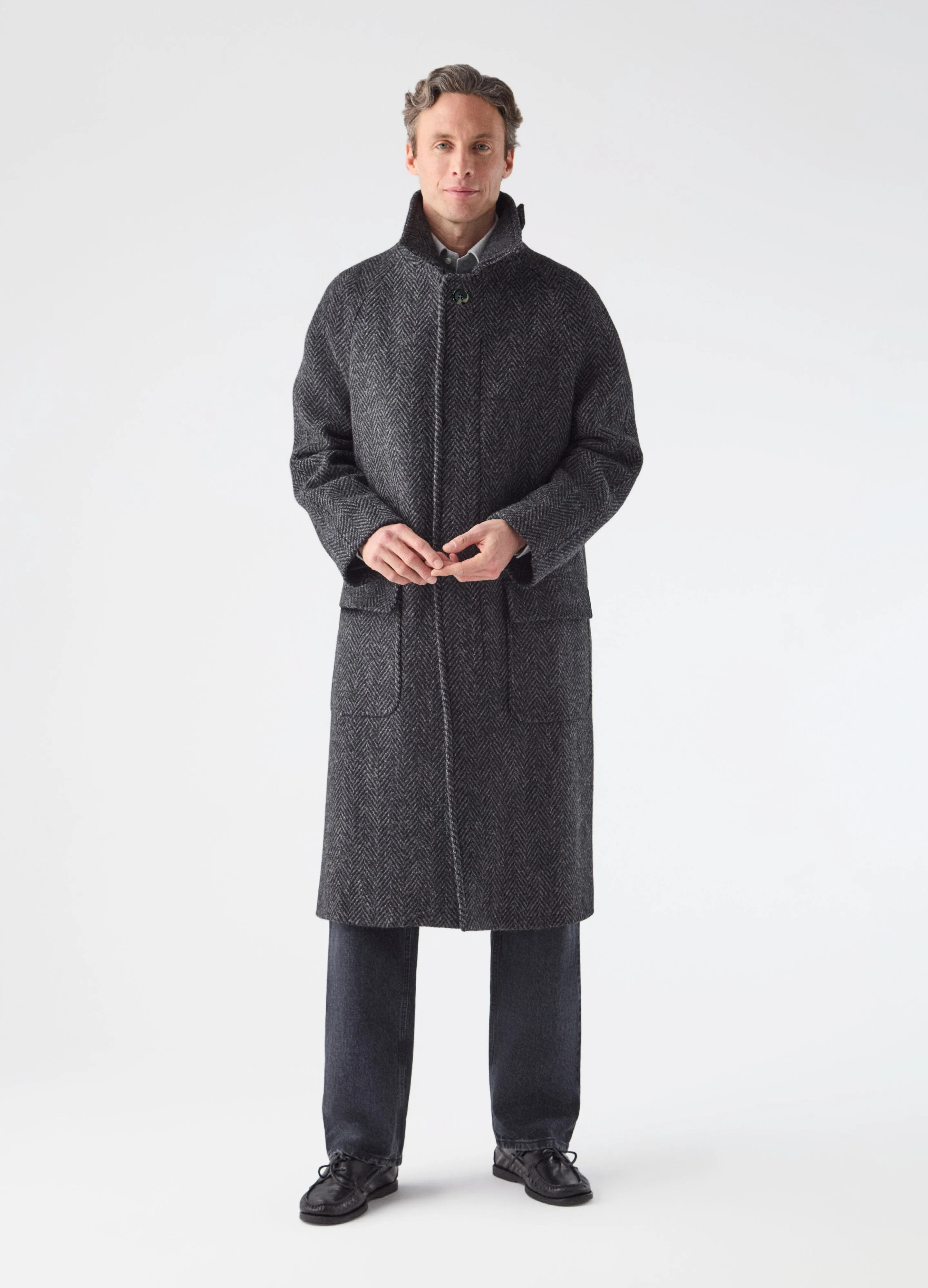 Nelson Tweed Raglan Coat - Grey