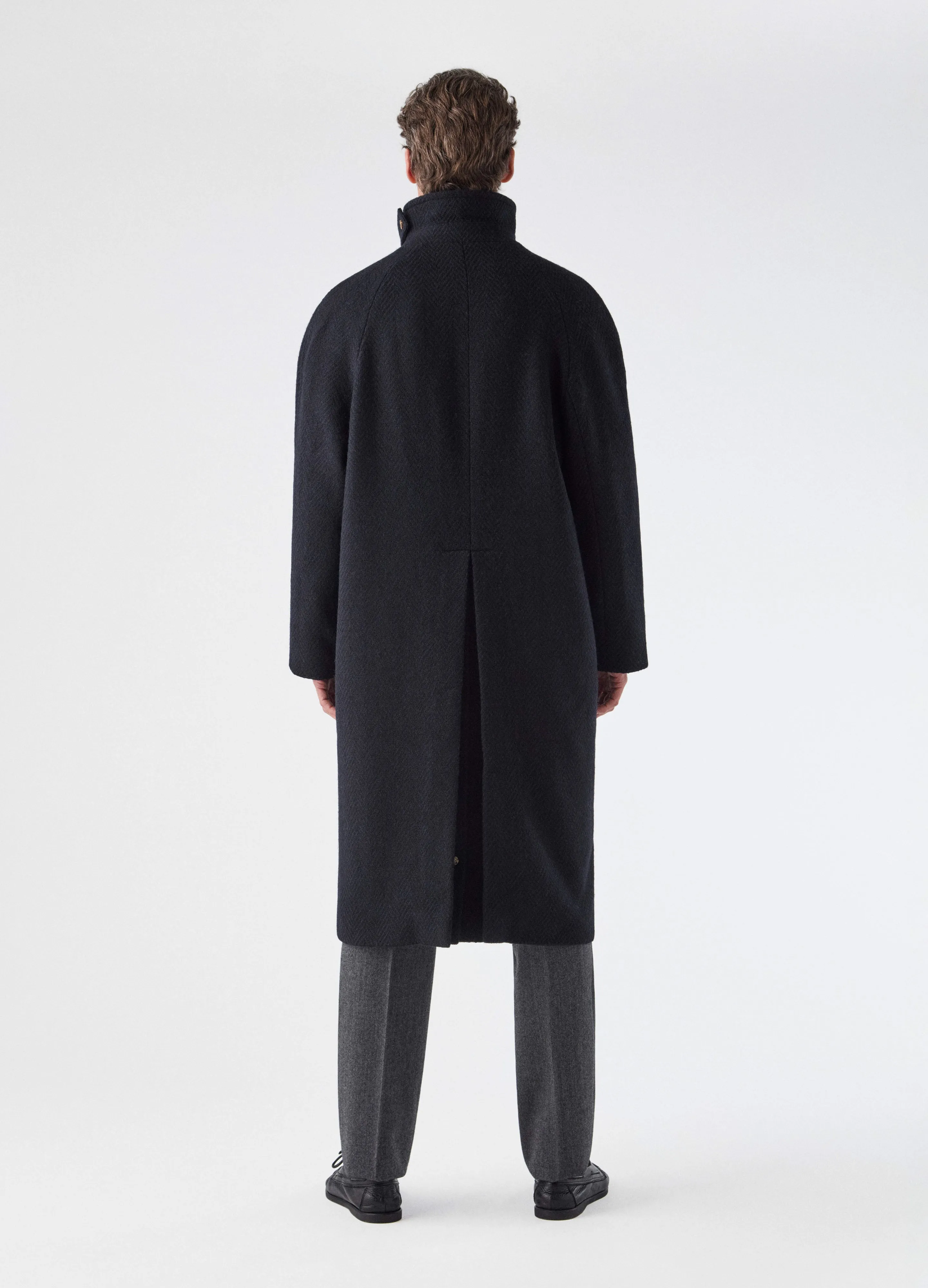 Nelson Tweed Raglan Coat - Navy