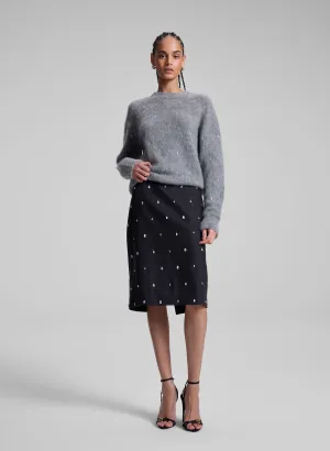 Opal Embellished Wool Pencil Skirt