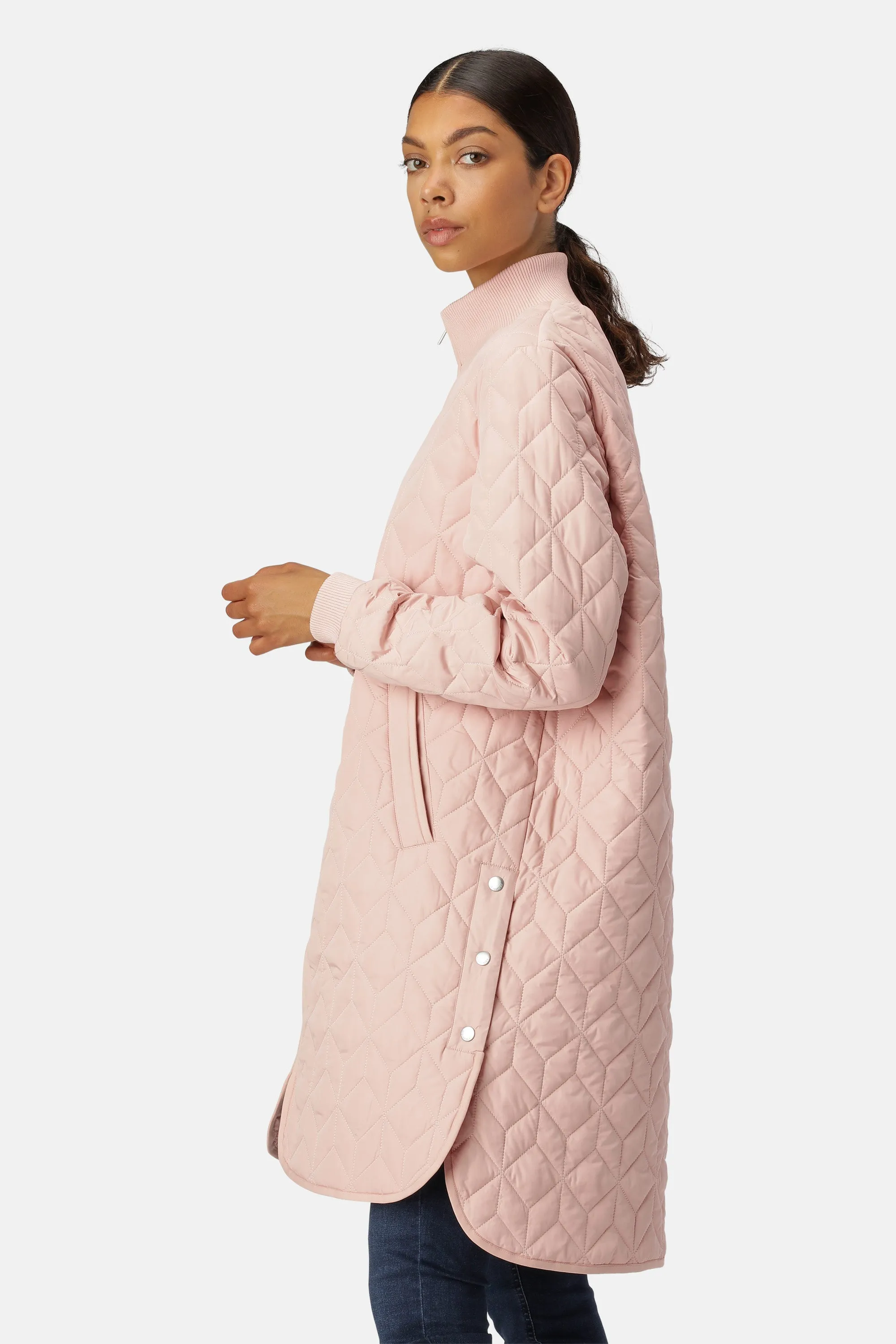 Padded Quilt Coat - Pale Pink