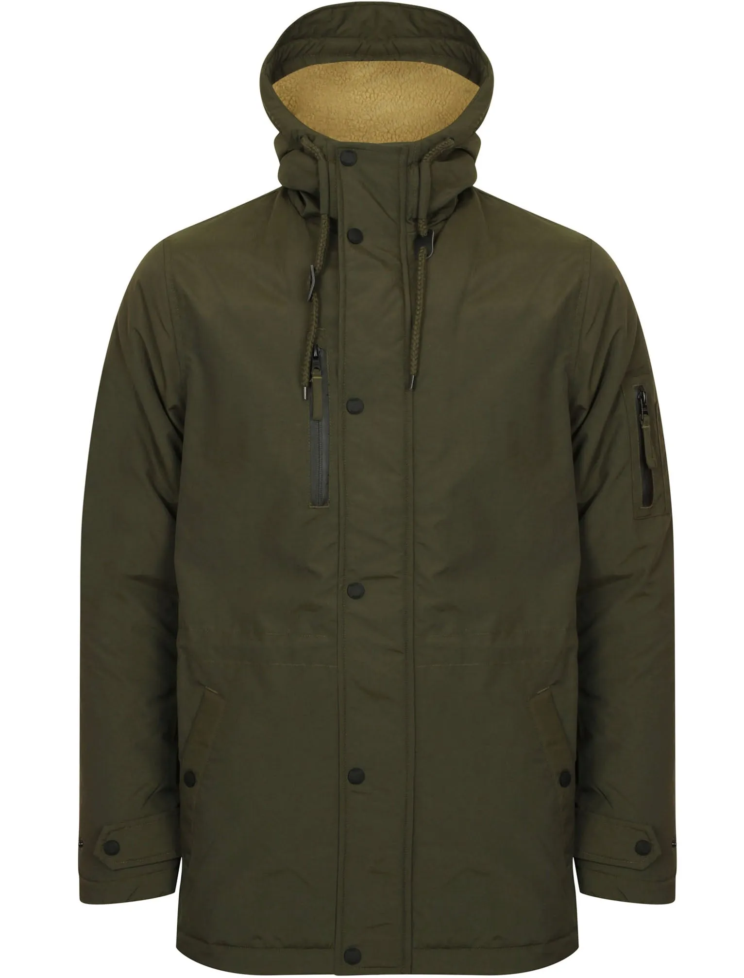 Patogonia Borg Lined Hooded Parka Coat in Rosin Khaki - Tokyo Laundry