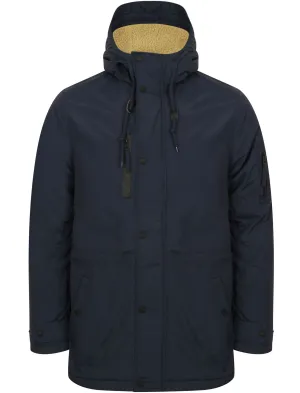 Patogonia Borg Lined Hooded Parka Coat in True Navy - Tokyo Laundry