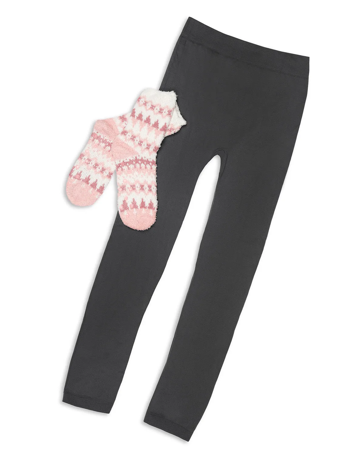 Pink Diamond Cozy Non-Skid Sock & Fleece-Lined Legging Set