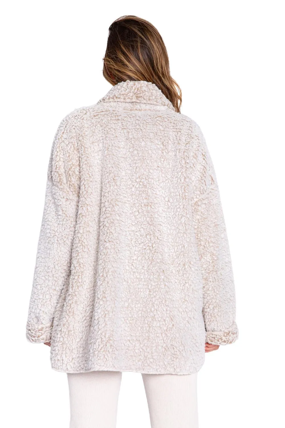 PJ Salvage Cozy Shearling Cardigan RECOCA-OATMEAL