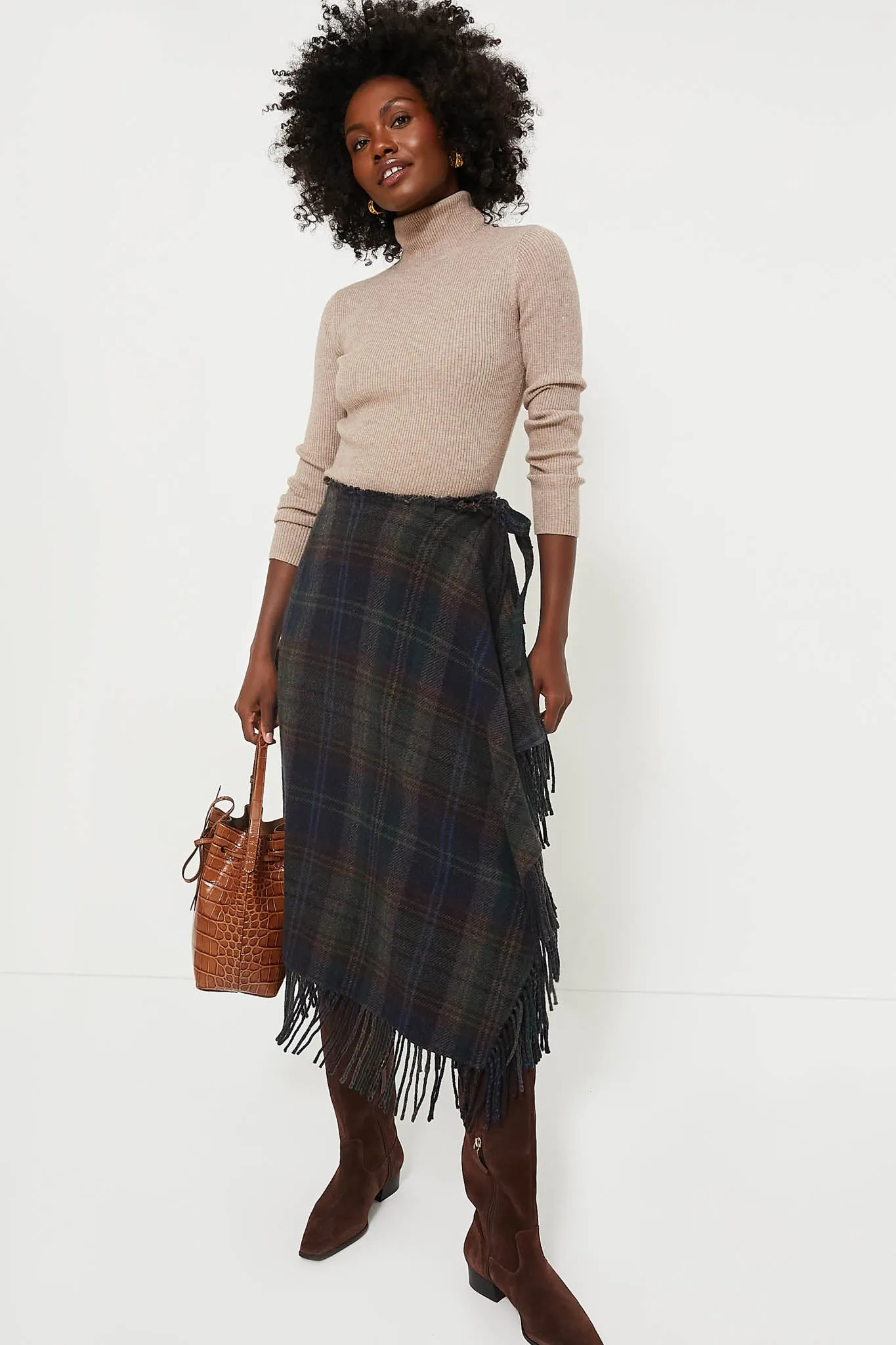 Plaid Multi Wool Blend Leonna Skirt