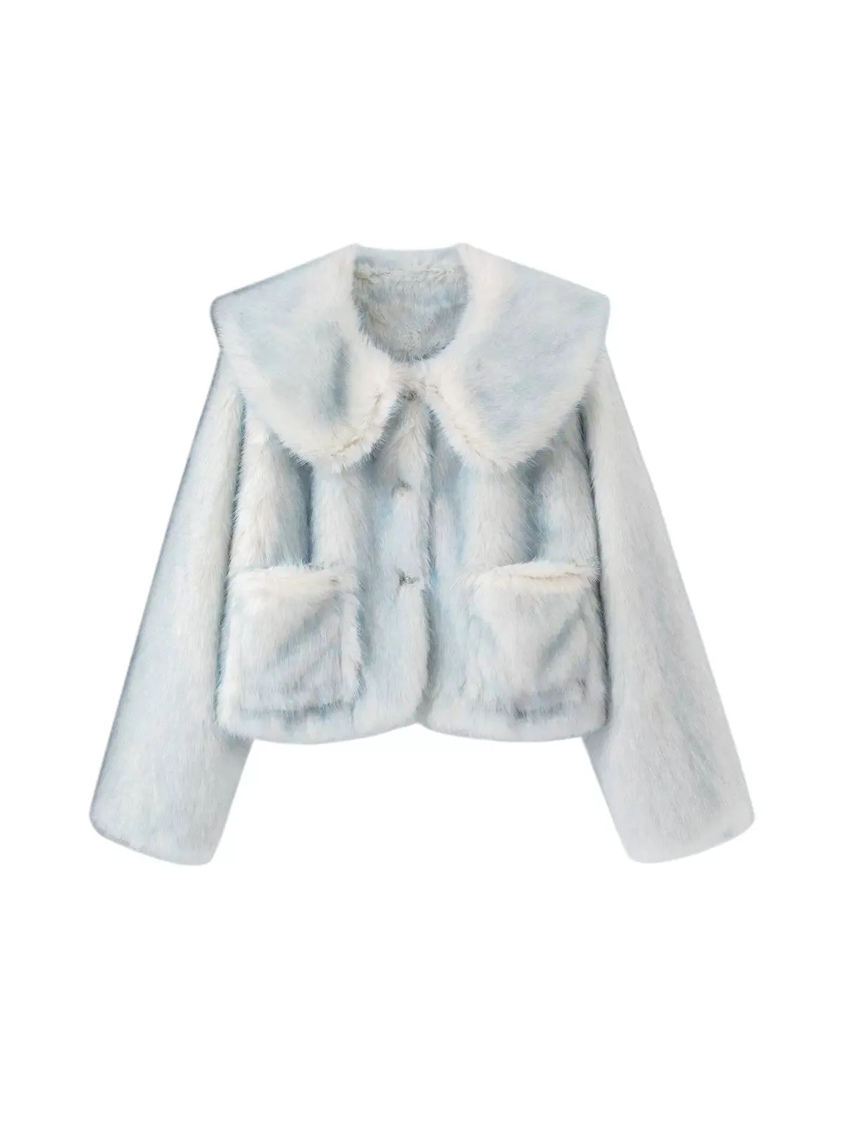 Runway Sweet Faux Fox Fur Light Pastel Blue & Purple Jackets Coats