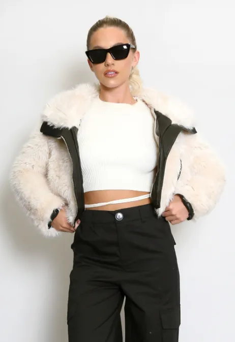 Shaggy Faux Fur Biker Jacket