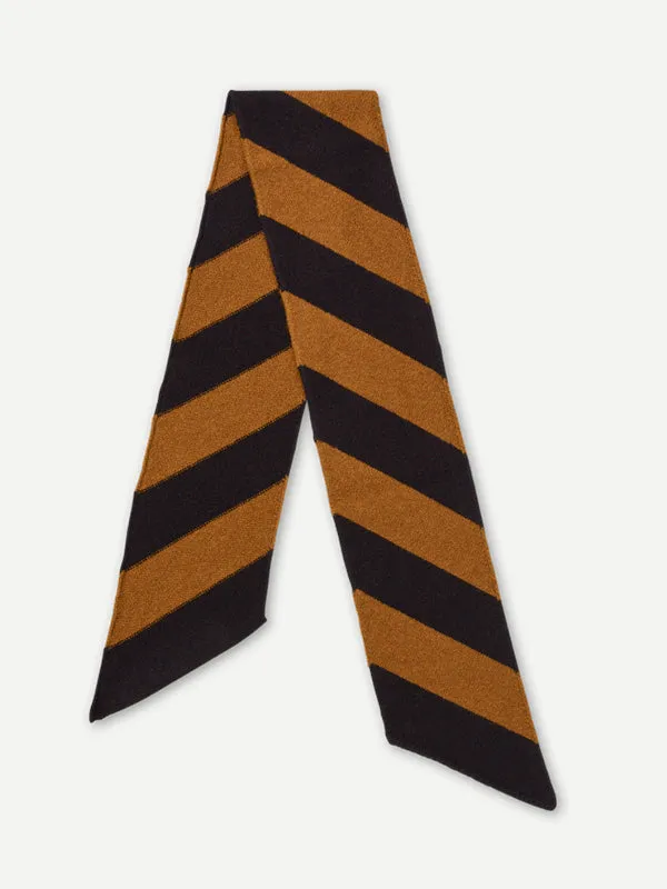 SMALL DIAGONAL STRIPE SCARF BLACK & CUMIN