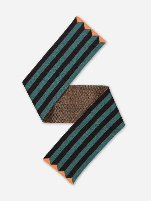 SMALL VERTICAL STRIPE SCARF BLACK & COSSACK