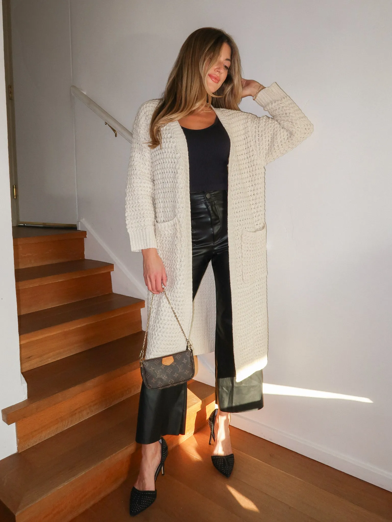 Snowflake Long Cardigan in Cream