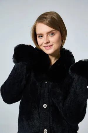 Soft Black Jacket with Lined Collar and Cuffs