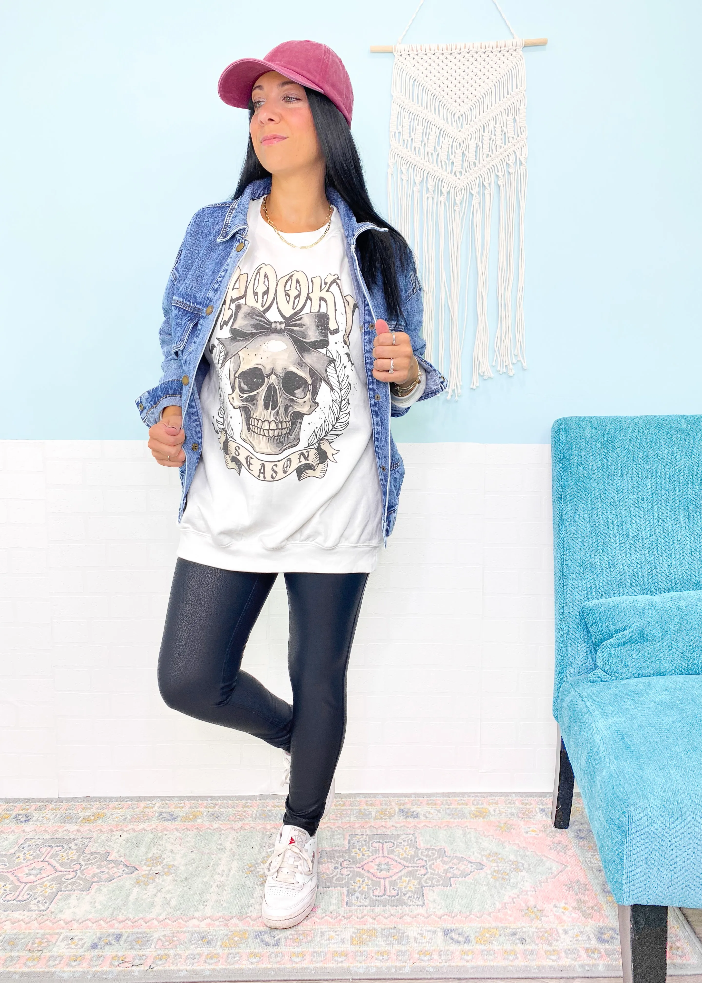 'Spooky Season' Skull with Bow Sweatshirt