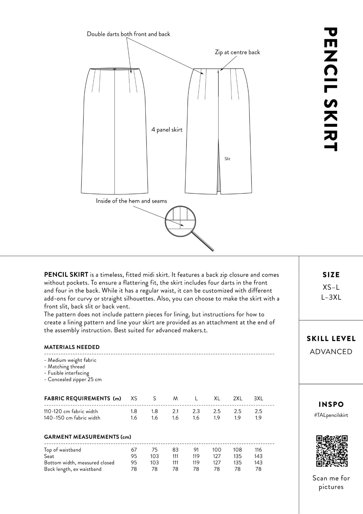 THE ASSEMBLY LINE • Pencil Skirt Sewing Pattern (XL - 3XL)