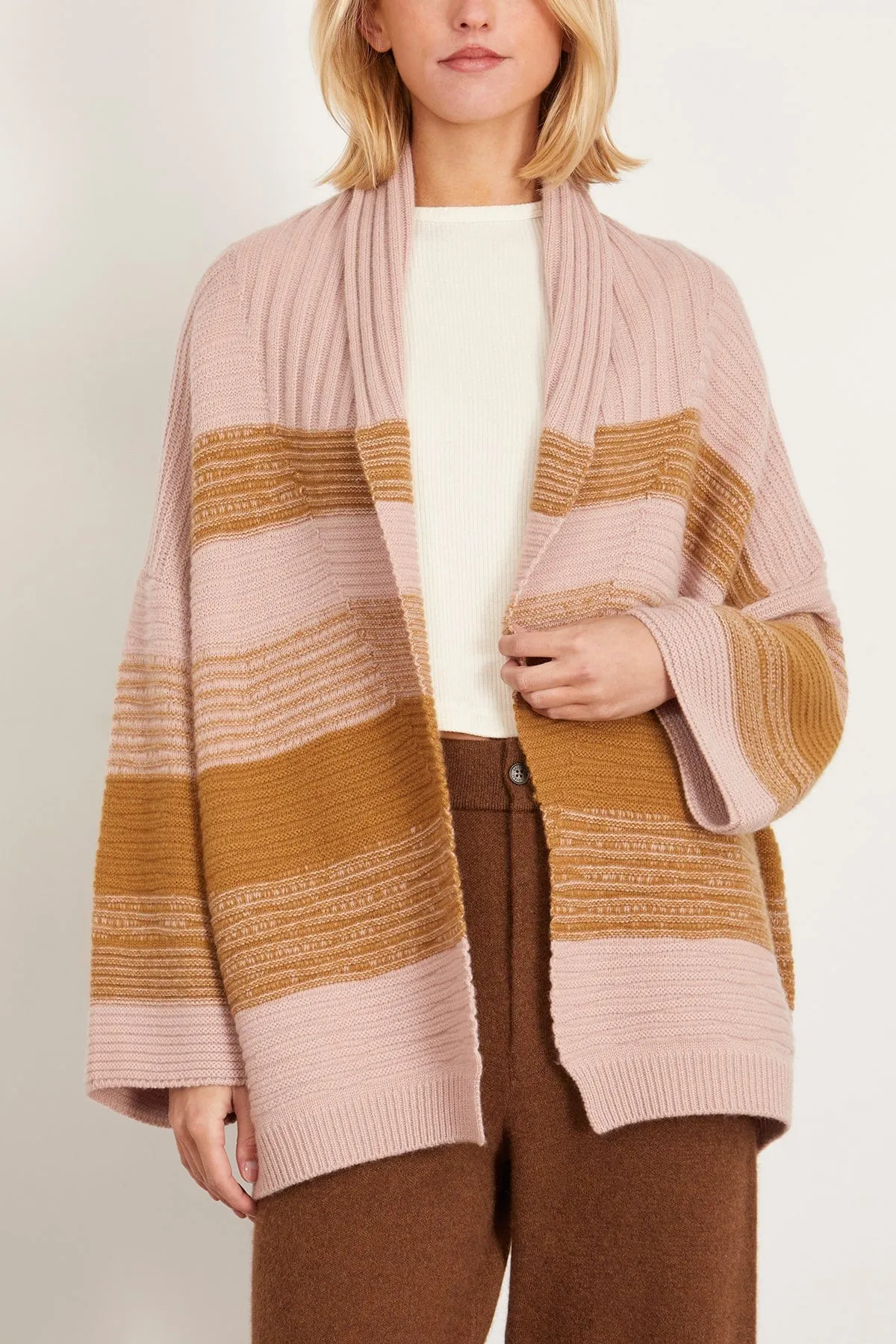 Tippy Shawl Cardigan in Adobe Rose/Matte Gold