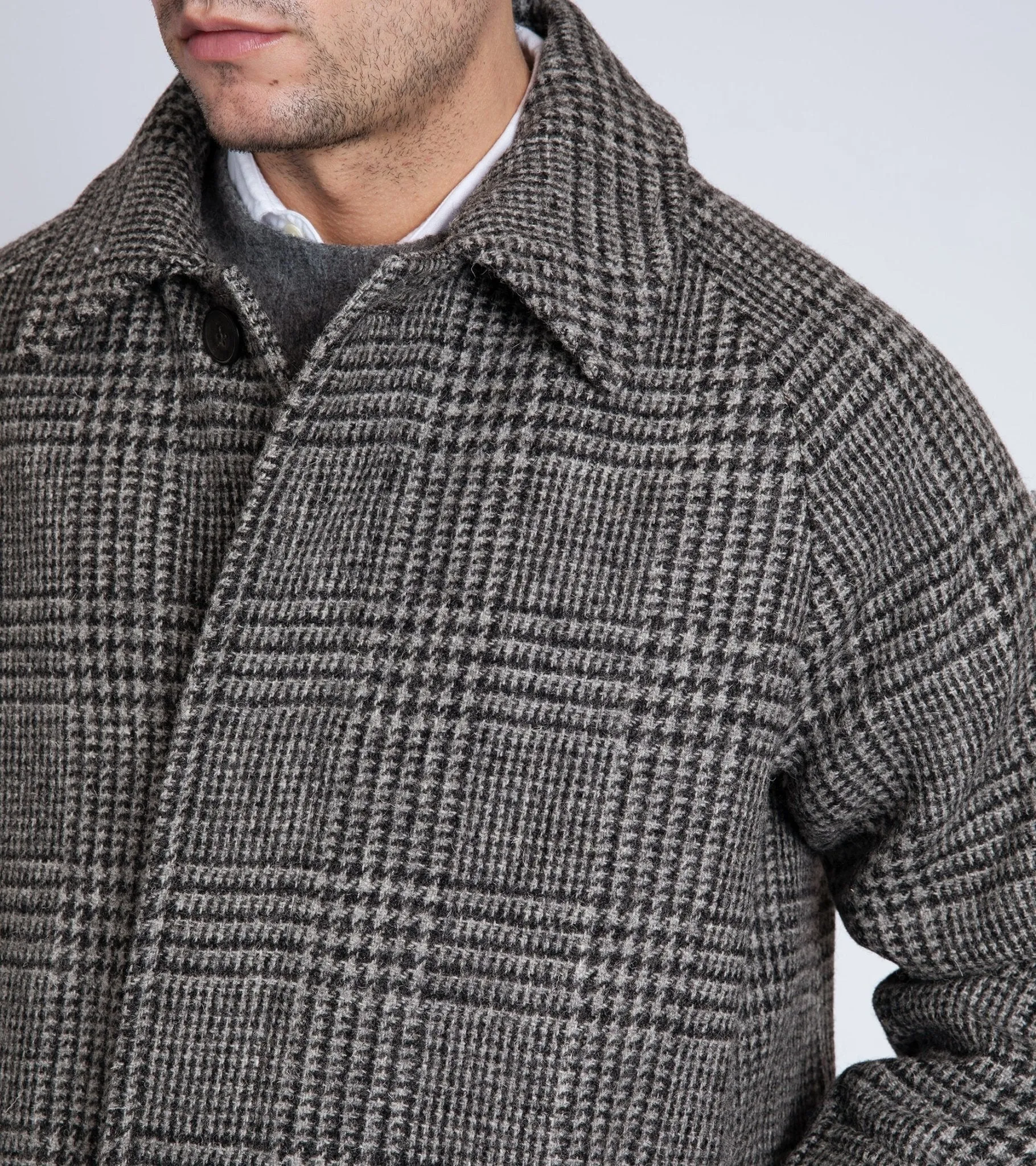 Trunk Devonshire Prince of Wales Harris Tweed Overcoat: Grey