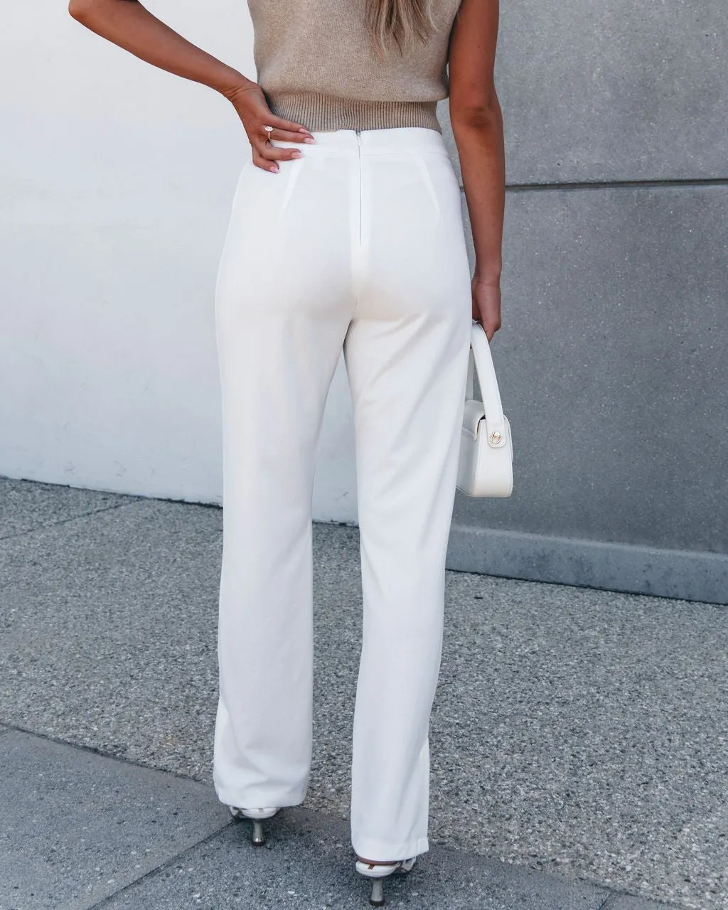 White Knit Straight Leg Pants - FINAL SALE