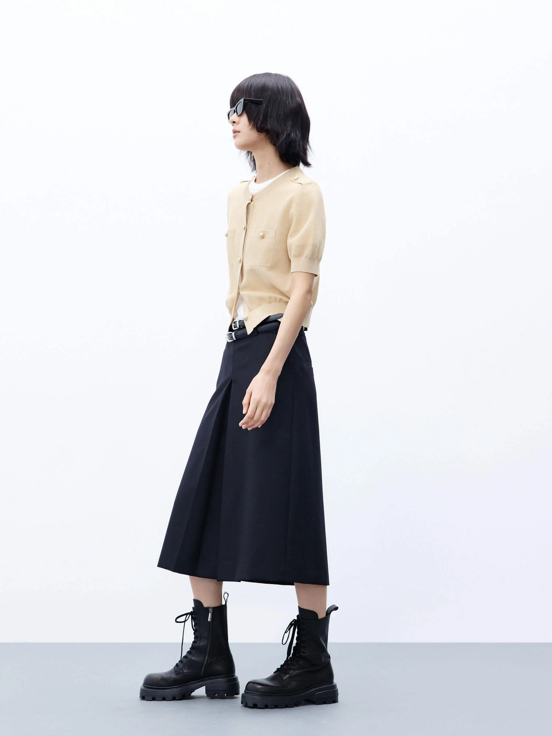 Wool Blend Midi Skirt