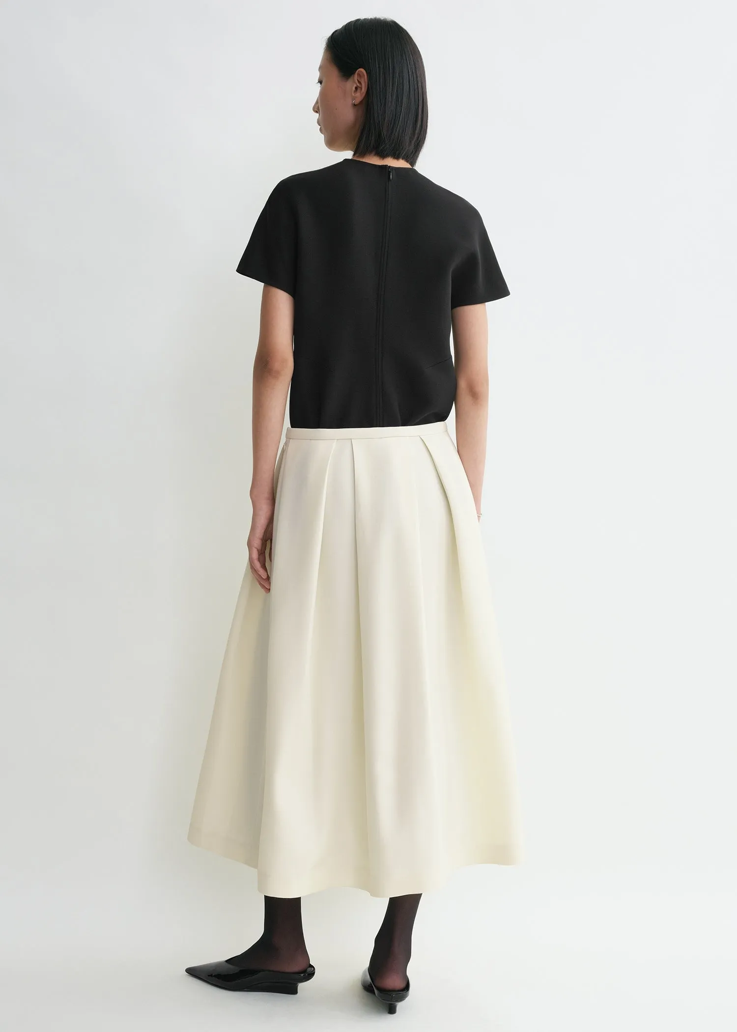 Wool silk twinflower skirt macadamia