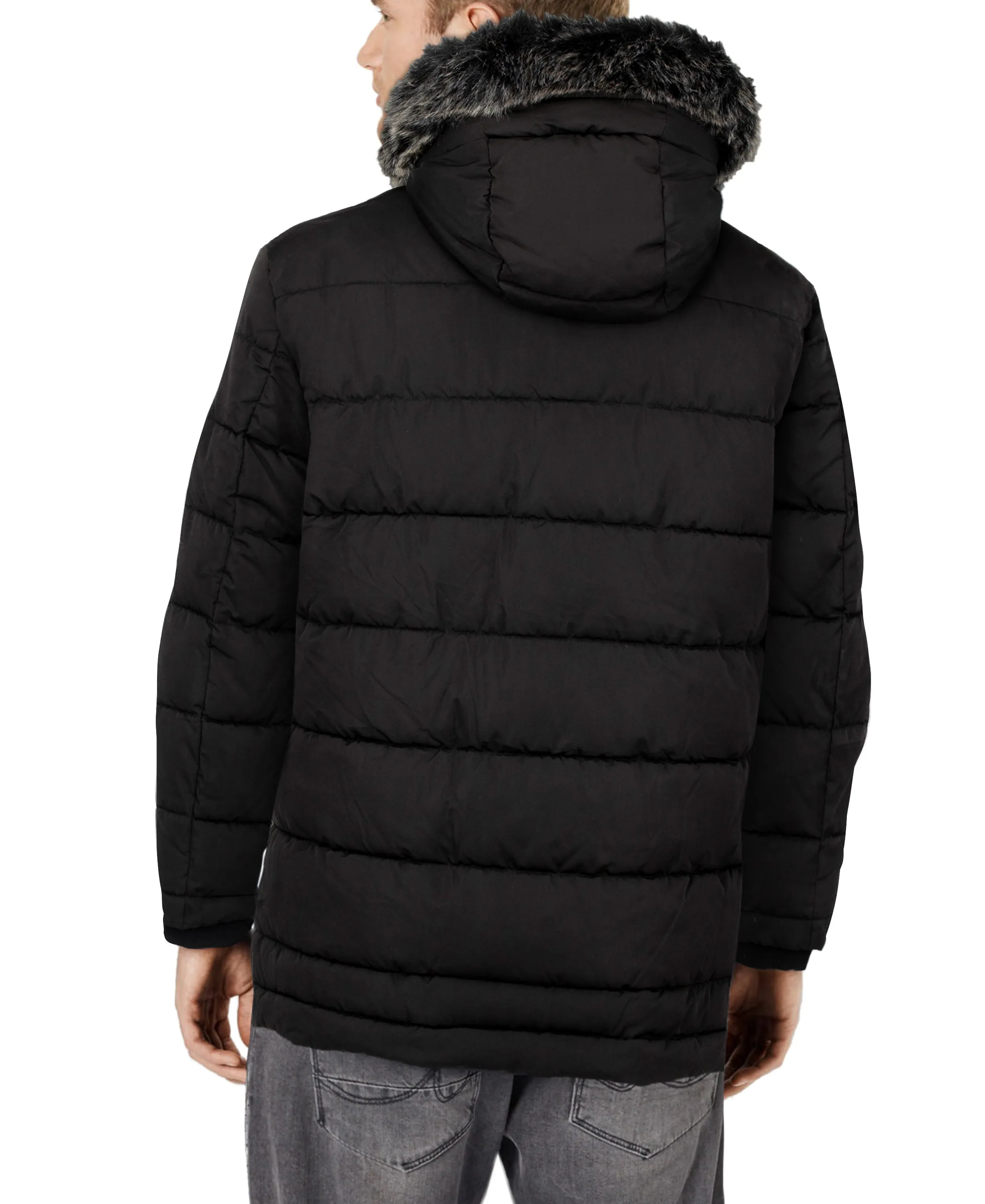 X RAY Men's Hooded Puffer Parka Ski Jacket With Fur Trim