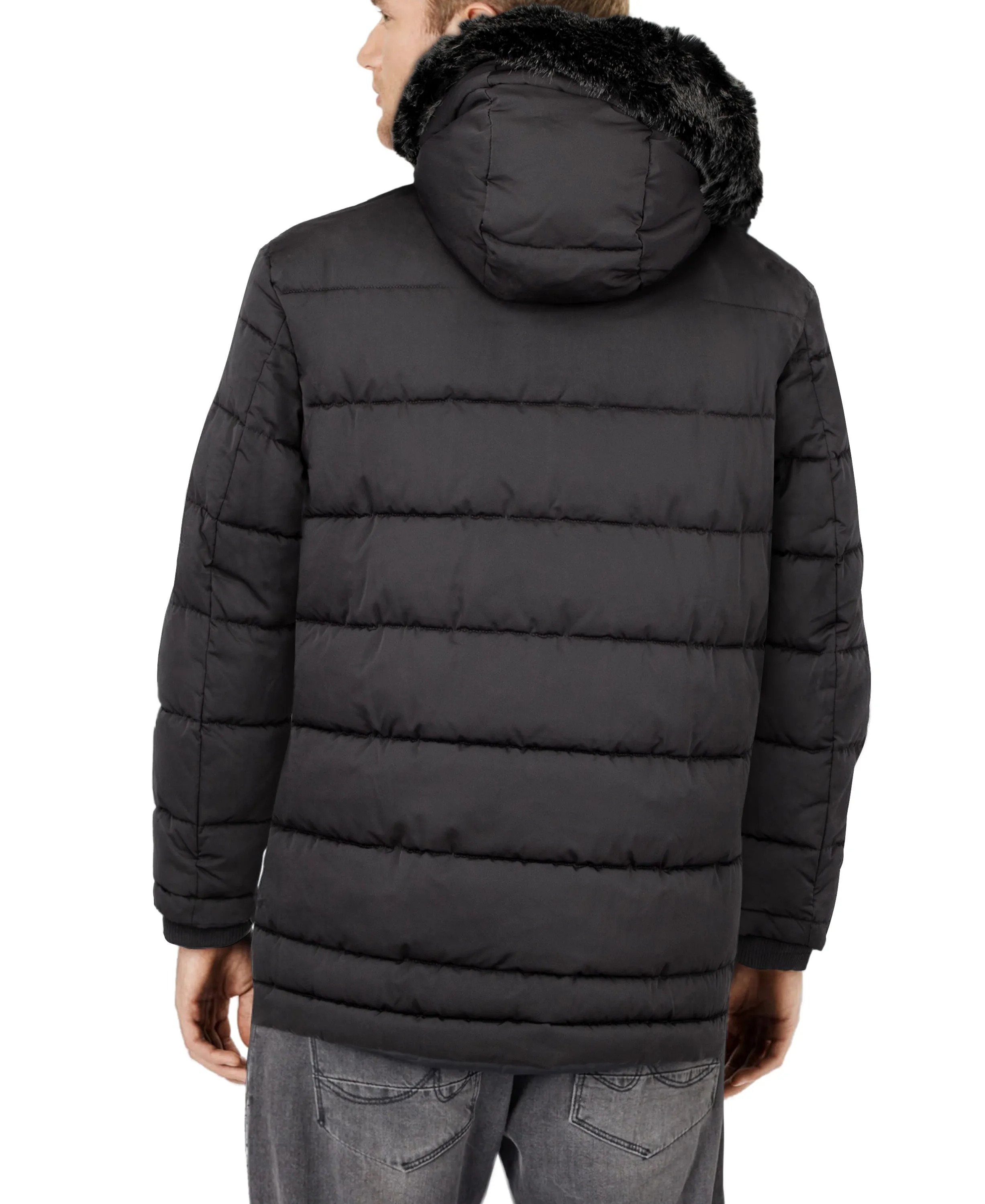 X RAY Men's Hooded Puffer Parka Ski Jacket With Fur Trim