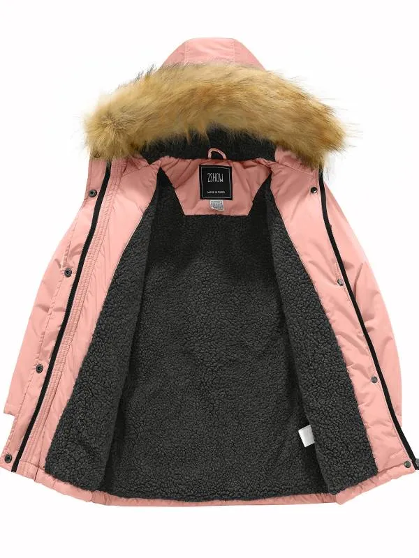 ZSHOW Girls' Winter Parka Coat Warm Padded Hooded Long Puffer Jacket